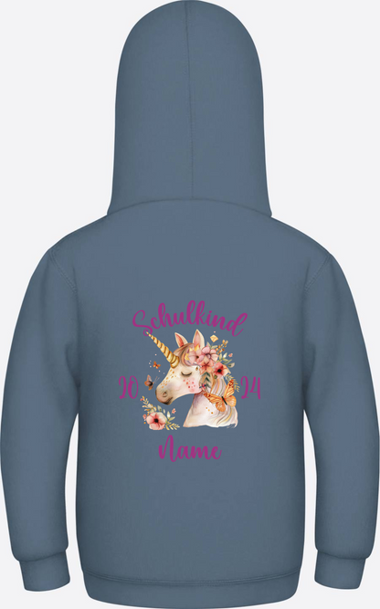 Hoodie zur Einschulung für Mädchen – Personalisiert mit Name - Airforce Blue