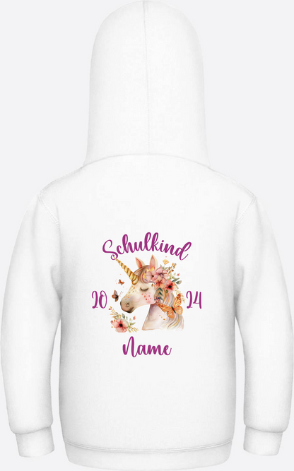 Hoodie zur Einschulung für Mädchen – Personalisiert mit Name - Arctic White