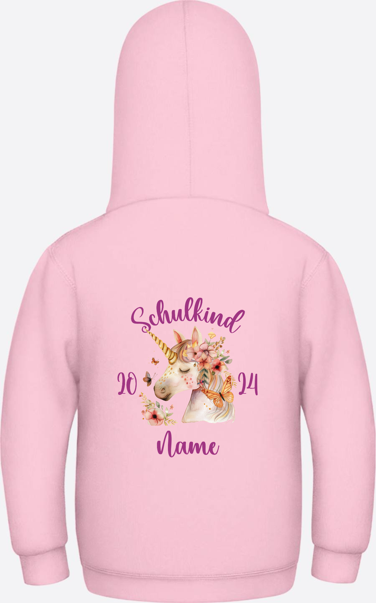 Hoodie zur Einschulung für Mädchen – Personalisiert mit Name - Baby Pink