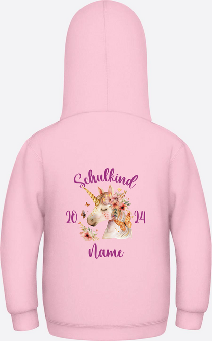 Hoodie zur Einschulung für Mädchen – Personalisiert mit Name - Baby Pink