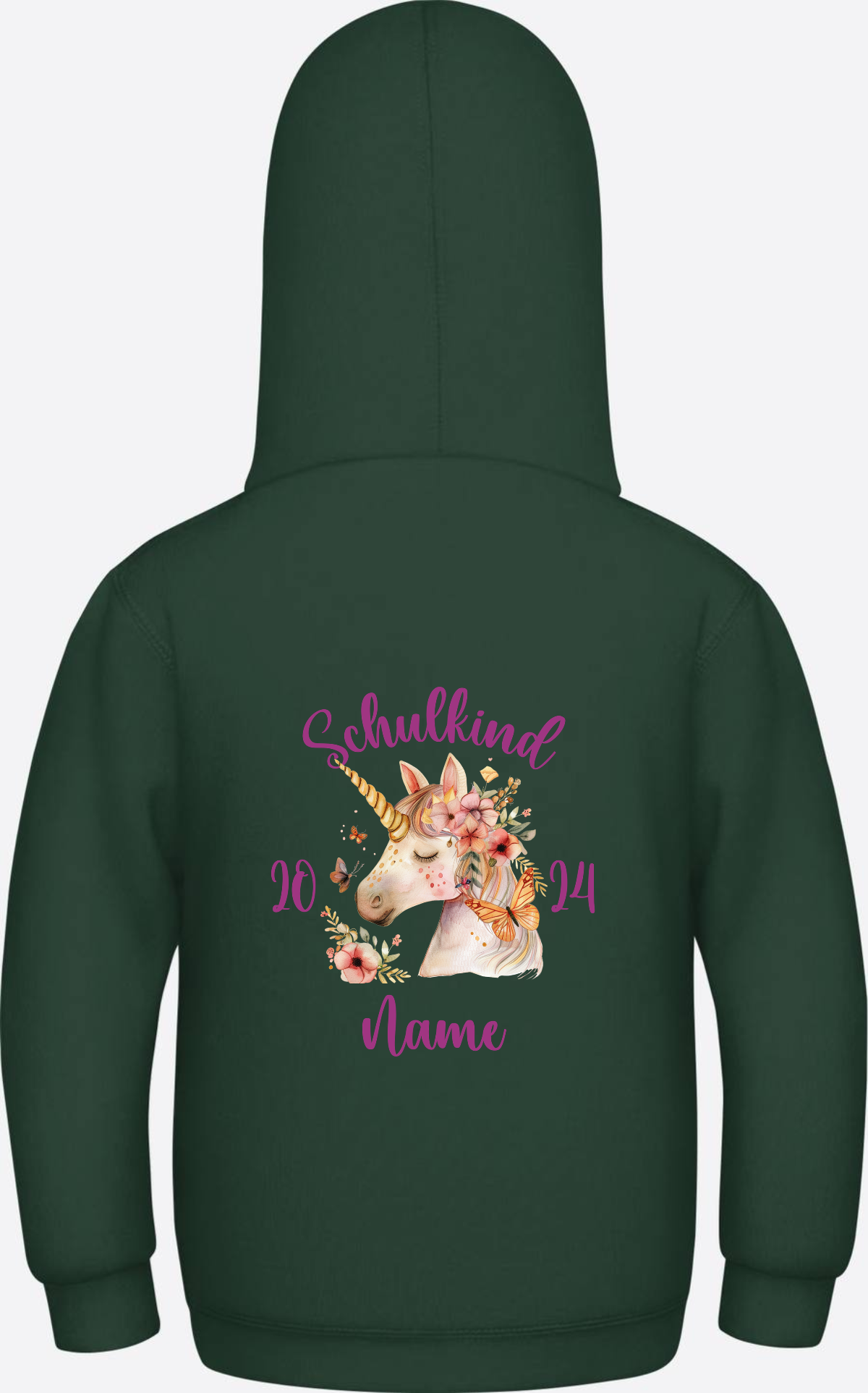 Hoodie zur Einschulung für Mädchen – Personalisiert mit Name - Bottle Green