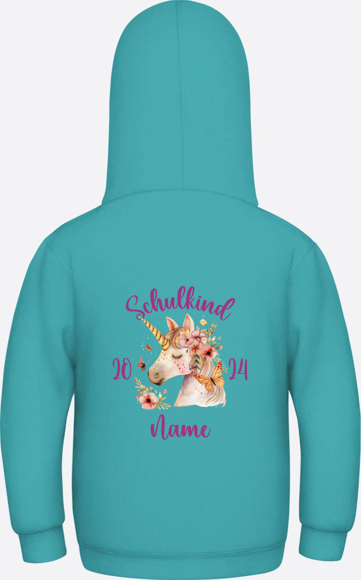 Hoodie zur Einschulung für Mädchen – Personalisiert mit Name - Hawaiian Blue