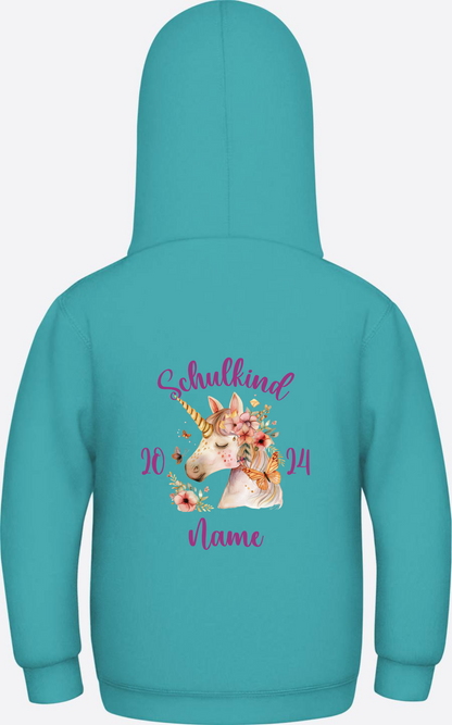 Hoodie zur Einschulung für Mädchen – Personalisiert mit Name - Hawaiian Blue