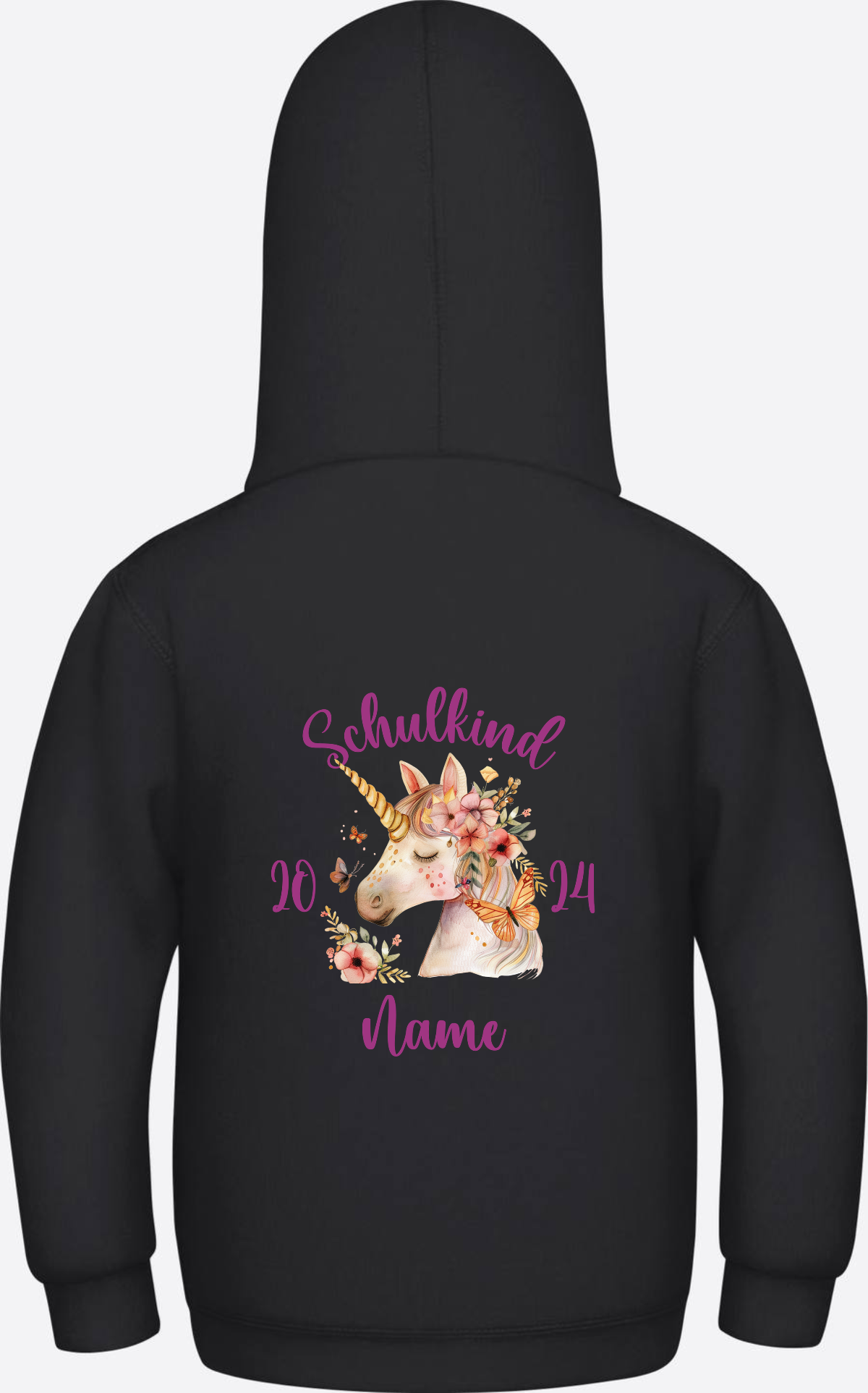Hoodie zur Einschulung für Mädchen – Personalisiert mit Name - Jet Black