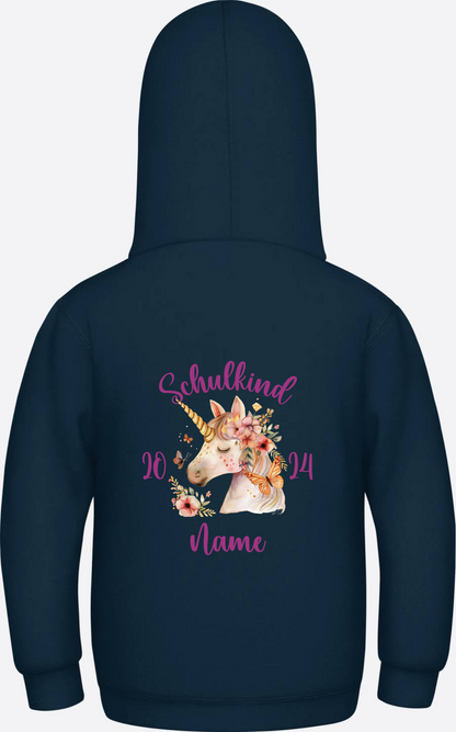 Hoodie zur Einschulung für Mädchen – Personalisiert mit Name - New French Navy