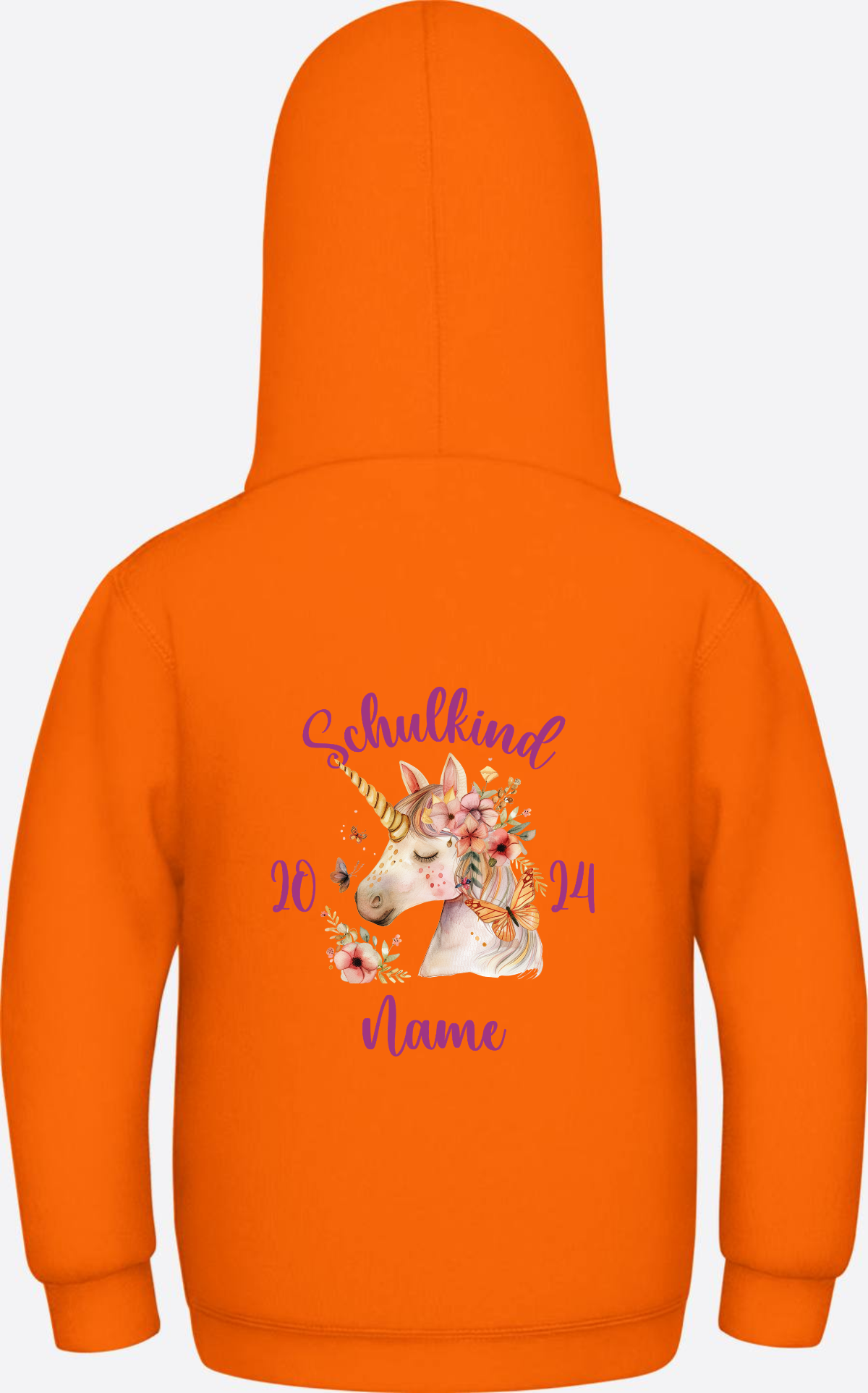Hoodie zur Einschulung für Mädchen – Personalisiert mit Name - Orange Crush