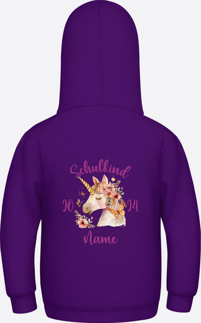 Hoodie zur Einschulung für Mädchen – Personalisiert mit Name - Purple