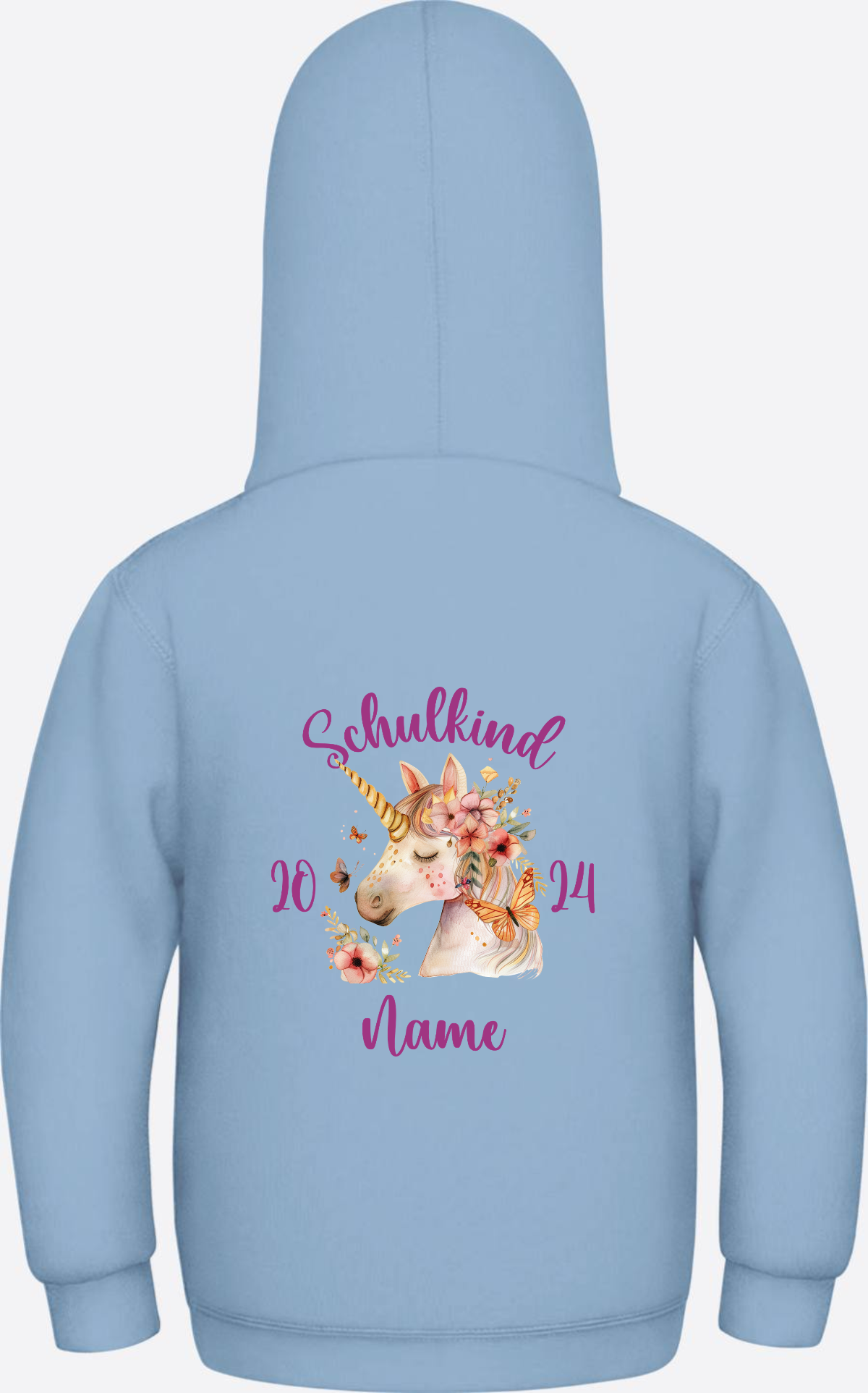 Hoodie zur Einschulung für Mädchen – Personalisiert mit Name - Sky Blue
