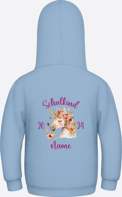 Hoodie zur Einschulung für Mädchen – Personalisiert mit Name - Sky Blue