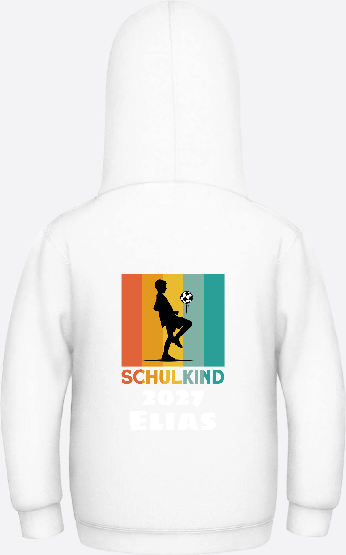 Hoodie zur Einschulung - Retro Fußball weiß mit Wunschname - Arctic White