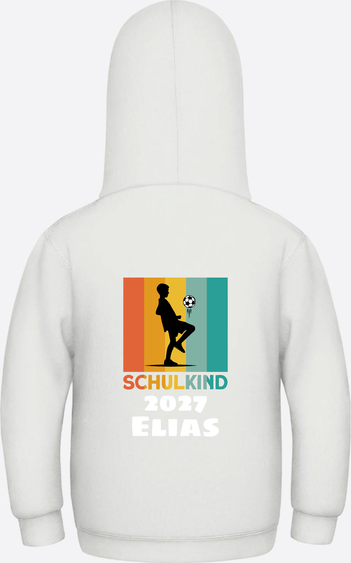 Hoodie zur Einschulung - Retro Fußball weiß mit Wunschname - Ash
