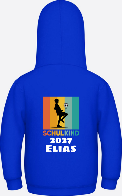 Hoodie zur Einschulung - Retro Fußball weiß mit Wunschname - Bright Royal