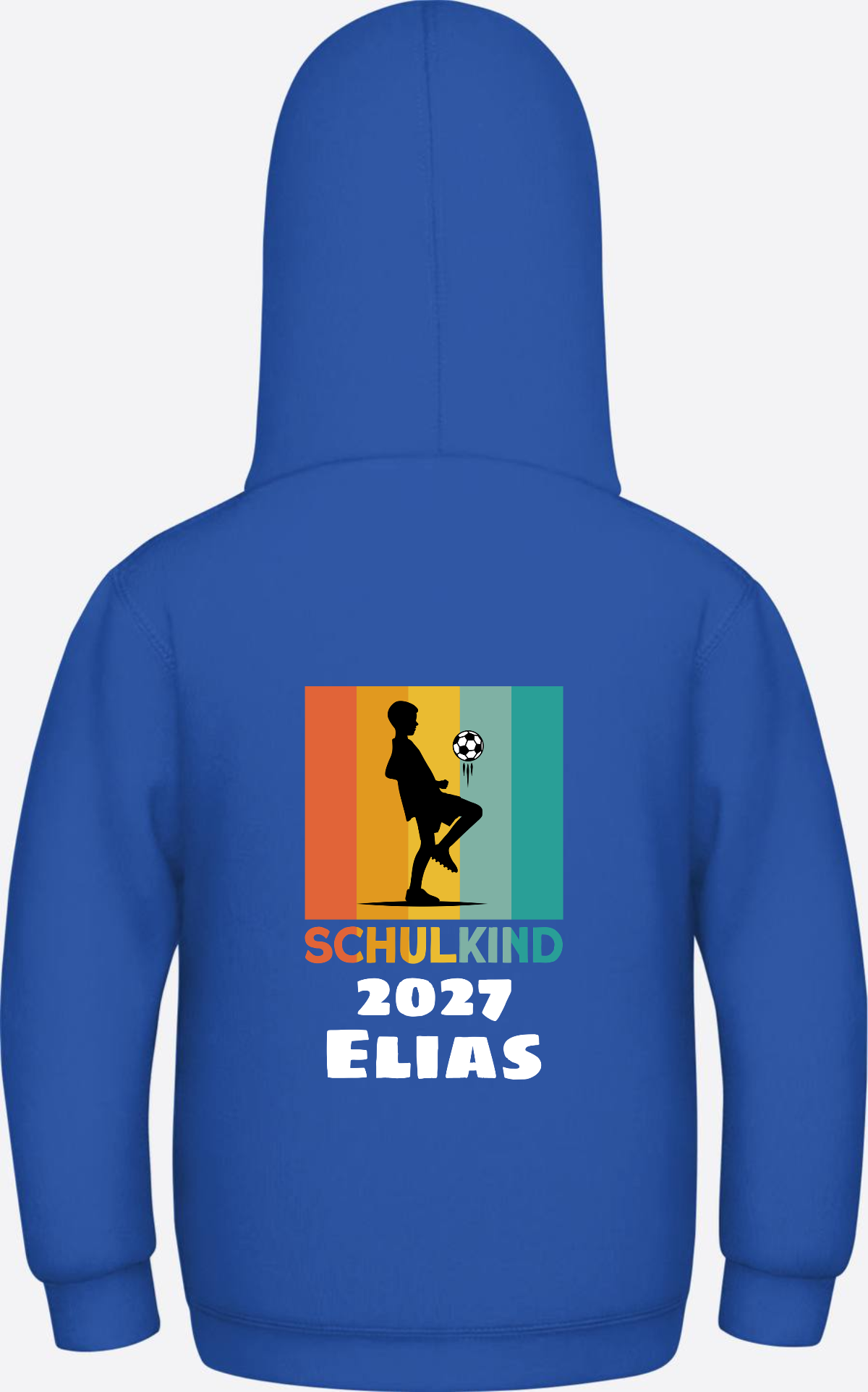 Hoodie zur Einschulung - Retro Fußball weiß mit Wunschname - Royal Blue