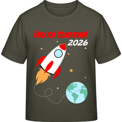 Kinder T-Shirt Einschulung Rakete – Endlich Schulkind 2026