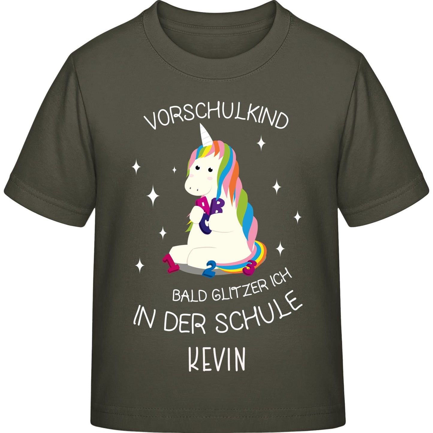 Mädchen T-Shirt Einschulung Einhorn – Vorschulkind Glitzer-Spruch