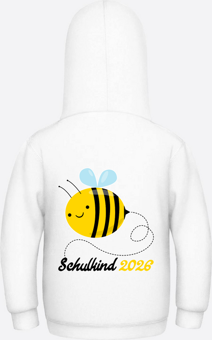 Kinder Hoodie Biene Schulkind 2026 - Geschenk zur Einschulung - Arctic White