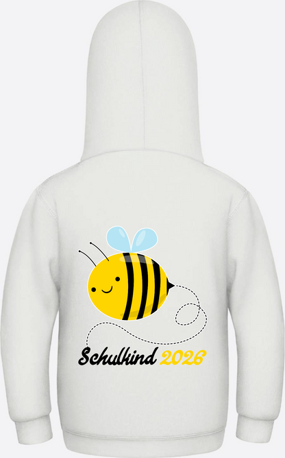 Kinder Hoodie Biene Schulkind 2026 - Geschenk zur Einschulung - Ash