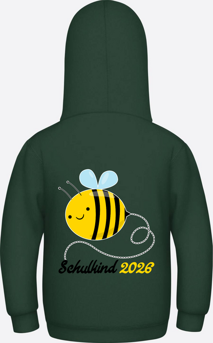 Kinder Hoodie Biene Schulkind 2026 - Geschenk zur Einschulung - Bottle Green