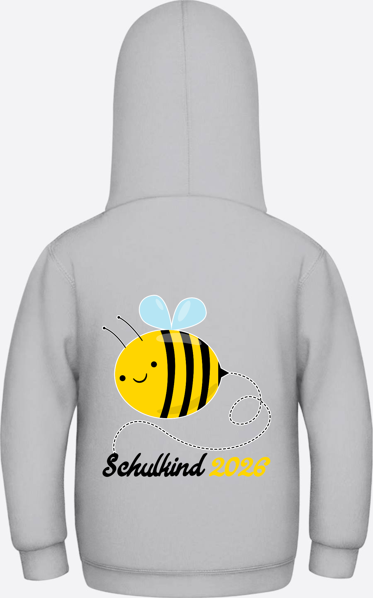 Kinder Hoodie Biene Schulkind 2026 - Geschenk zur Einschulung - Heather Grey