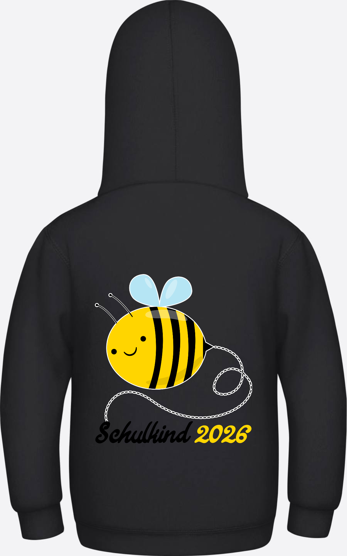 Kinder Hoodie Biene Schulkind 2026 - Geschenk zur Einschulung - Jet Black