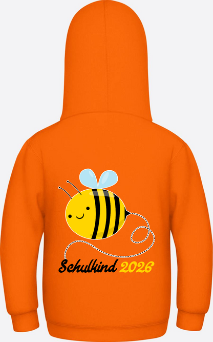 Kinder Hoodie Biene Schulkind 2026 - Geschenk zur Einschulung - Orange Crush