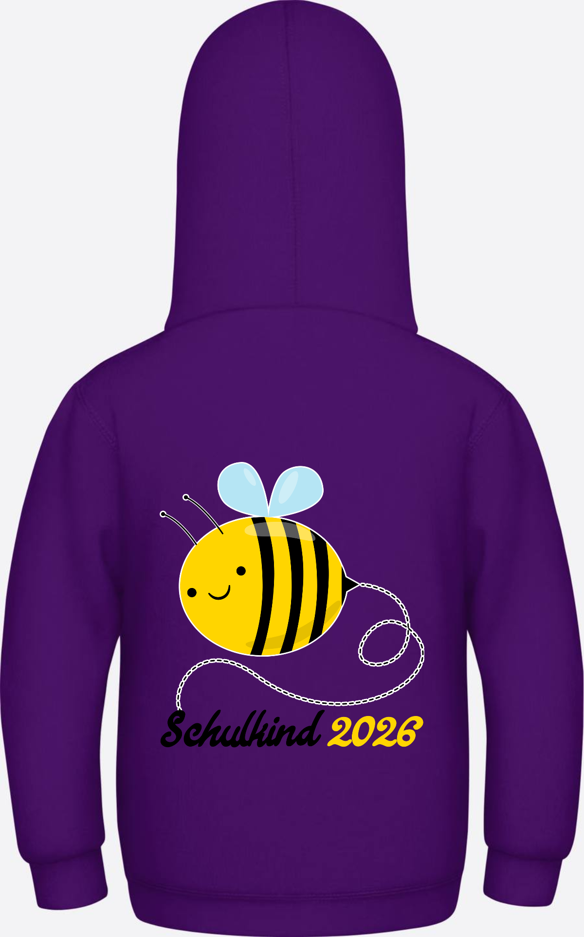 Kinder Hoodie Biene Schulkind 2026 - Geschenk zur Einschulung - Purple