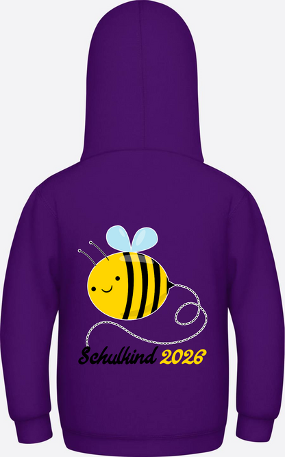 Kinder Hoodie Biene Schulkind 2026 - Geschenk zur Einschulung - Purple
