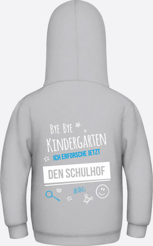 Kinder-Hoodie Bye Bye Kindergarten - Geschenk zur Einschulung - Heather Grey