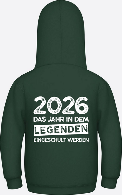 Kinder Hoodie Einschulung 2026 – Legenden werden eingeschult - Bottle Green