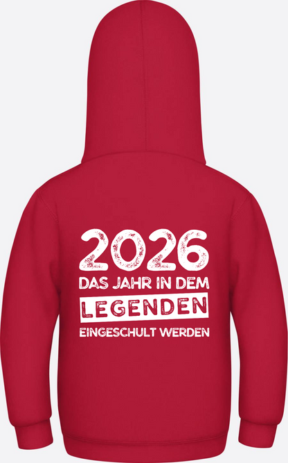 Kinder Hoodie Einschulung 2026 – Legenden werden eingeschult - Fire Red