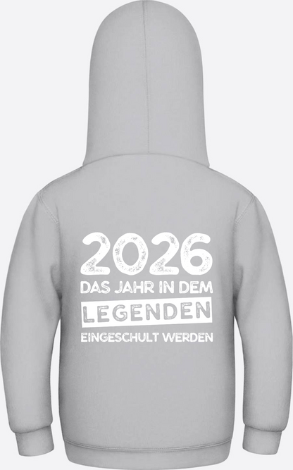 Kinder Hoodie Einschulung 2026 – Legenden werden eingeschult - Heather Grey