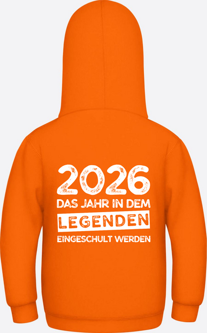 Kinder Hoodie Einschulung 2026 – Legenden werden eingeschult - Orange Crush