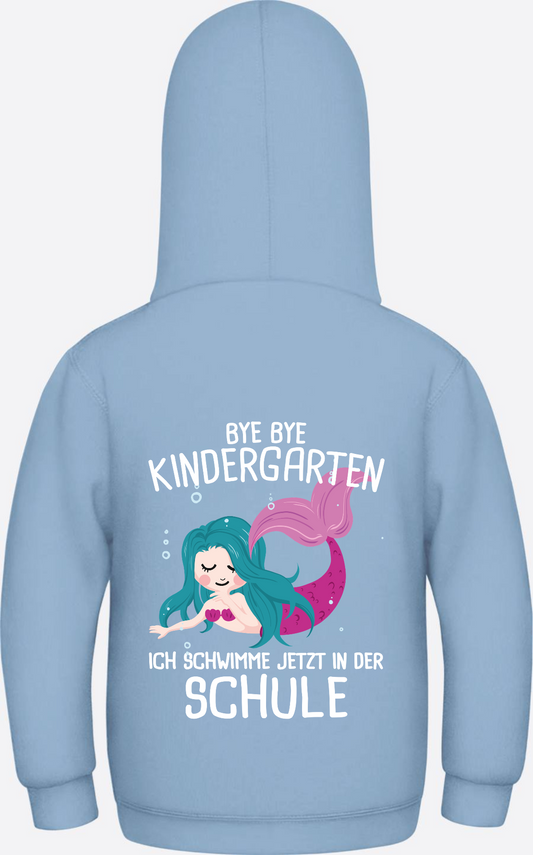 Kinder Hoodie Einschulung: Bye Bye Kindergarten – Ich schwimme! - Sky Blue