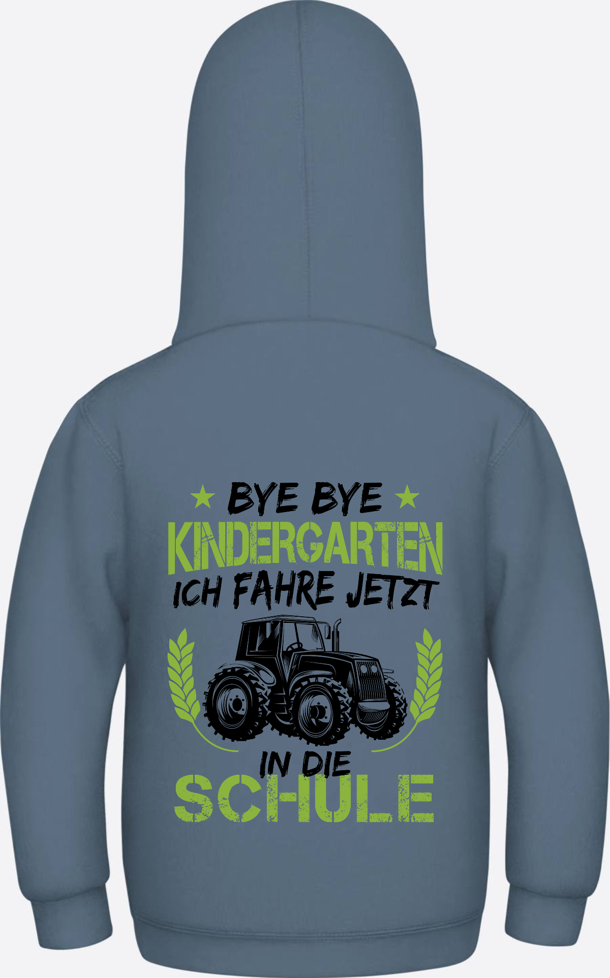 Kinder Hoodie Einschulung: Bye Bye Kindergarten Traktor - Airforce Blue