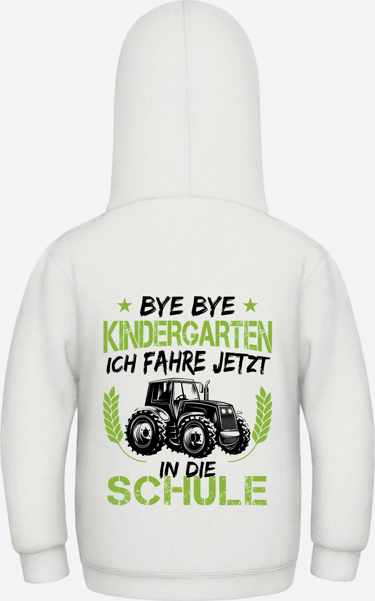 Kinder Hoodie Einschulung: Bye Bye Kindergarten Traktor - Ash