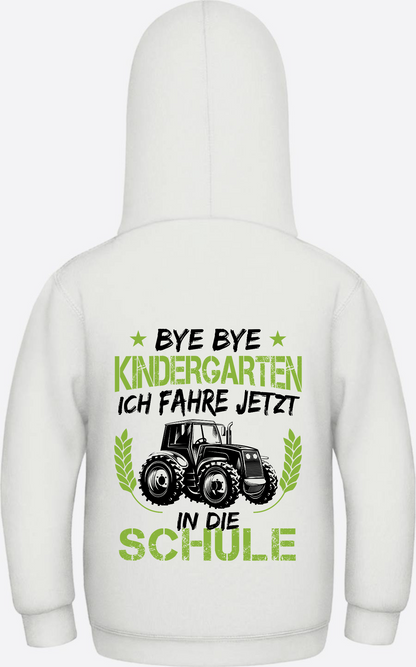 Kinder Hoodie Einschulung: Bye Bye Kindergarten Traktor - Ash