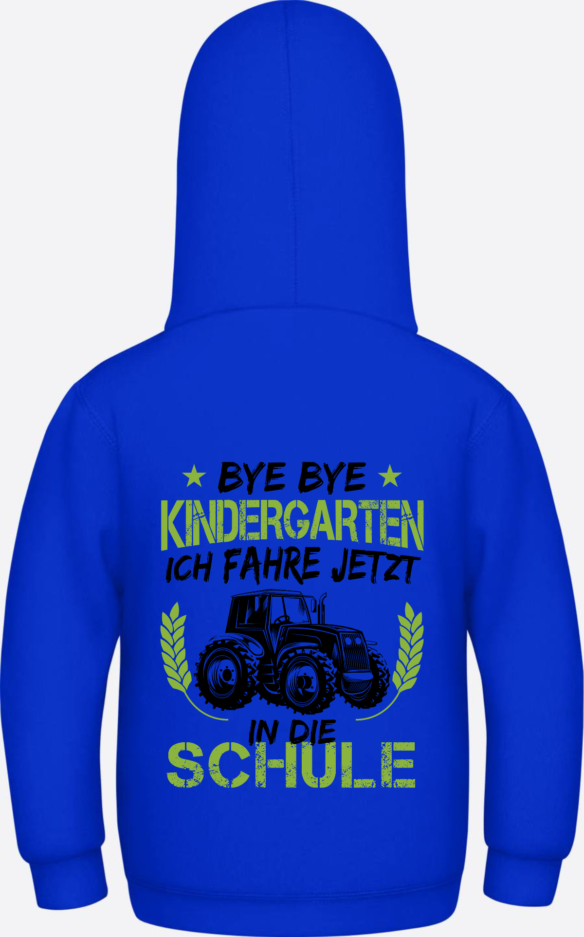 Kinder Hoodie Einschulung: Bye Bye Kindergarten Traktor - Bright Royal