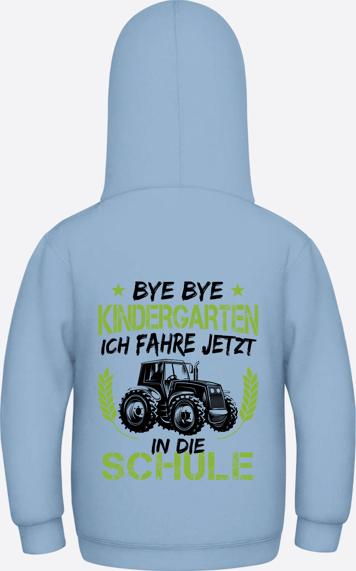 Kinder Hoodie Einschulung: Bye Bye Kindergarten Traktor - Sky Blue