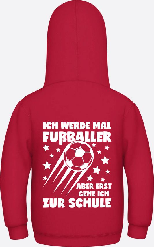 Kinder Hoodie Einschulung – Erst Schule, dann Fußballer - Fire Red