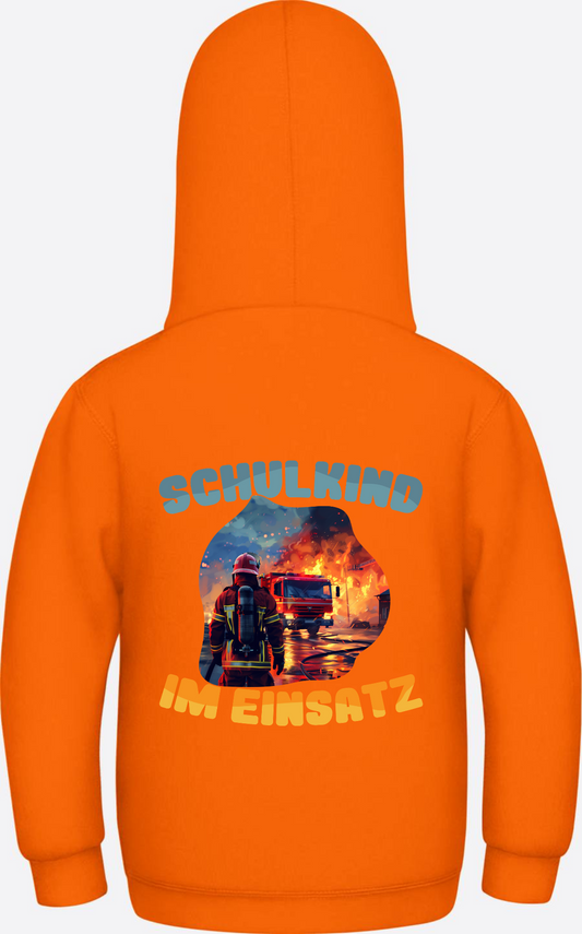 Kinder Hoodie Einschulung – Feuerwehr Schulkind im Einsatz - Orange Crush