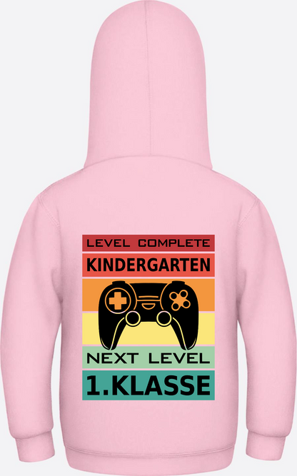 Kinder Hoodie Einschulung: Level Complete – Next Level 1. Klasse - Baby Pink