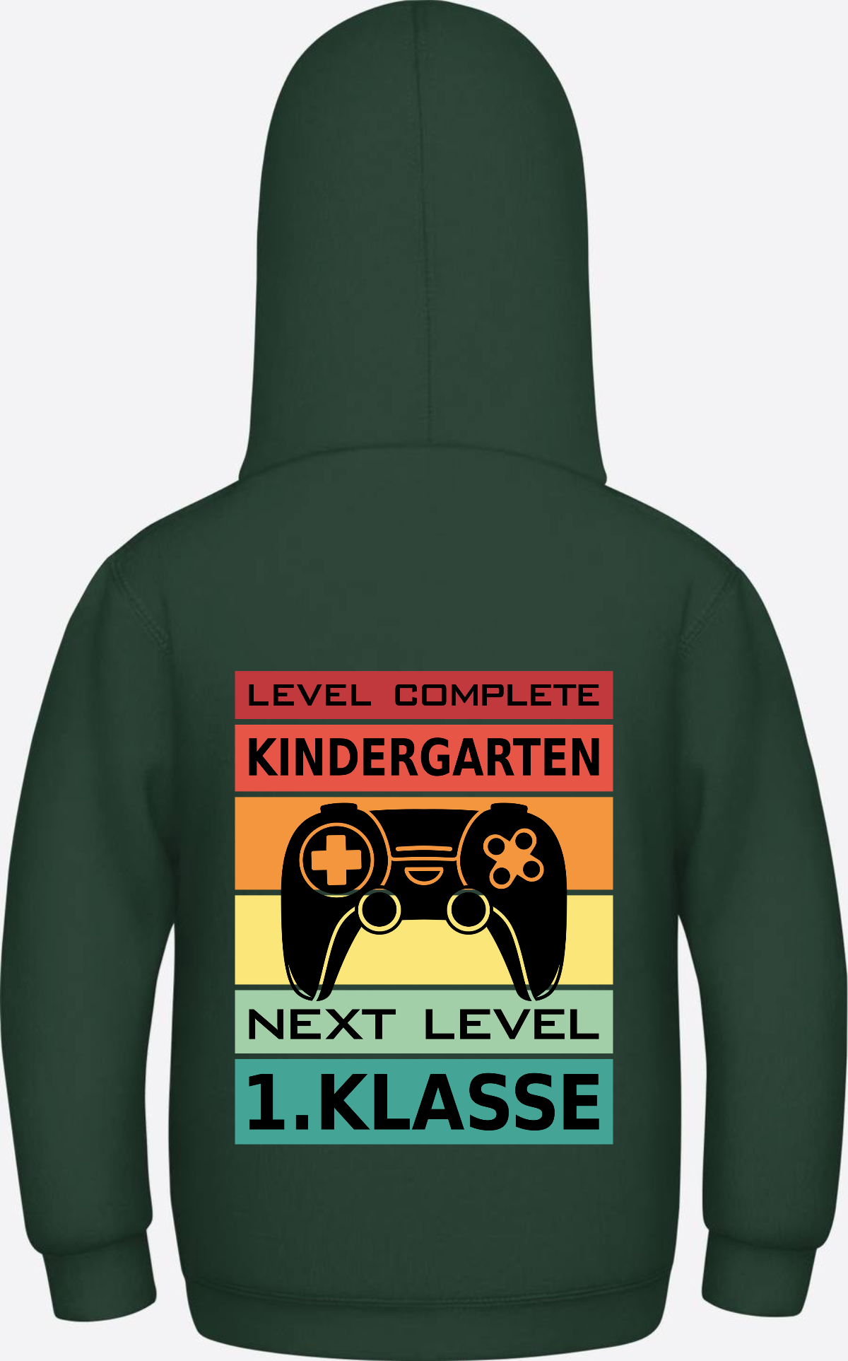 Kinder Hoodie Einschulung: Level Complete – Next Level 1. Klasse - Bottle Green