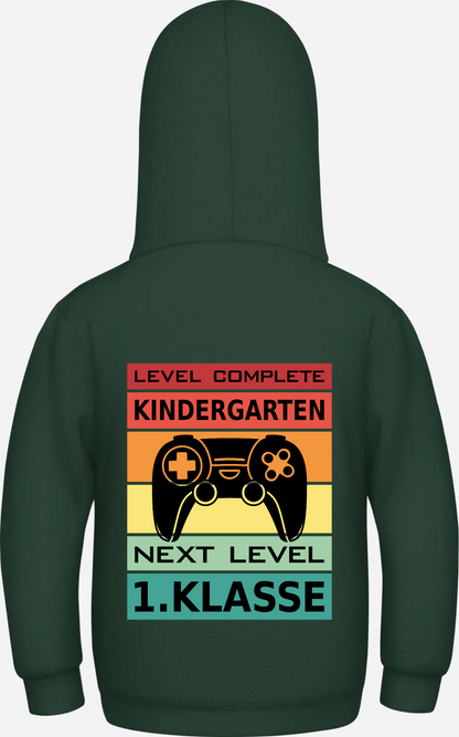 Kinder Hoodie Einschulung: Level Complete – Next Level 1. Klasse - Bottle Green