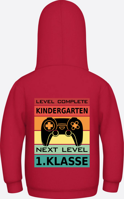 Kinder Hoodie Einschulung: Level Complete – Next Level 1. Klasse - Fire Red