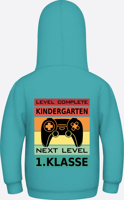 Kinder Hoodie Einschulung: Level Complete – Next Level 1. Klasse - Hawaiian Blue