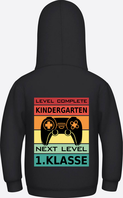 Kinder Hoodie Einschulung: Level Complete – Next Level 1. Klasse - Jet Black