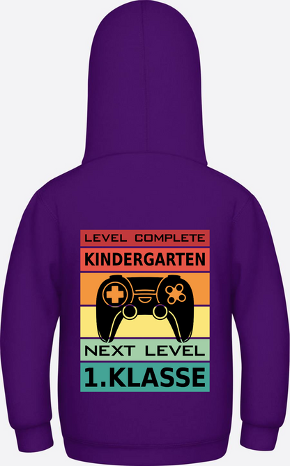 Kinder Hoodie Einschulung: Level Complete – Next Level 1. Klasse - Purple