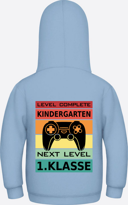 Kinder Hoodie Einschulung: Level Complete – Next Level 1. Klasse - Sky Blue