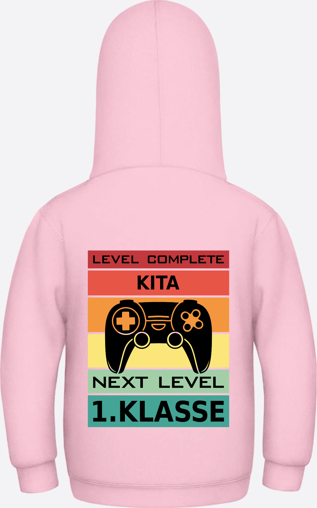 Kinder Hoodie Einschulung: Next Level 1. Klasse mit Name - Baby Pink