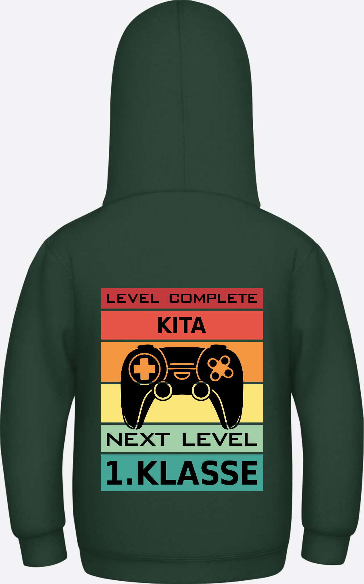 Kinder Hoodie Einschulung: Next Level 1. Klasse mit Name - Bottle Green